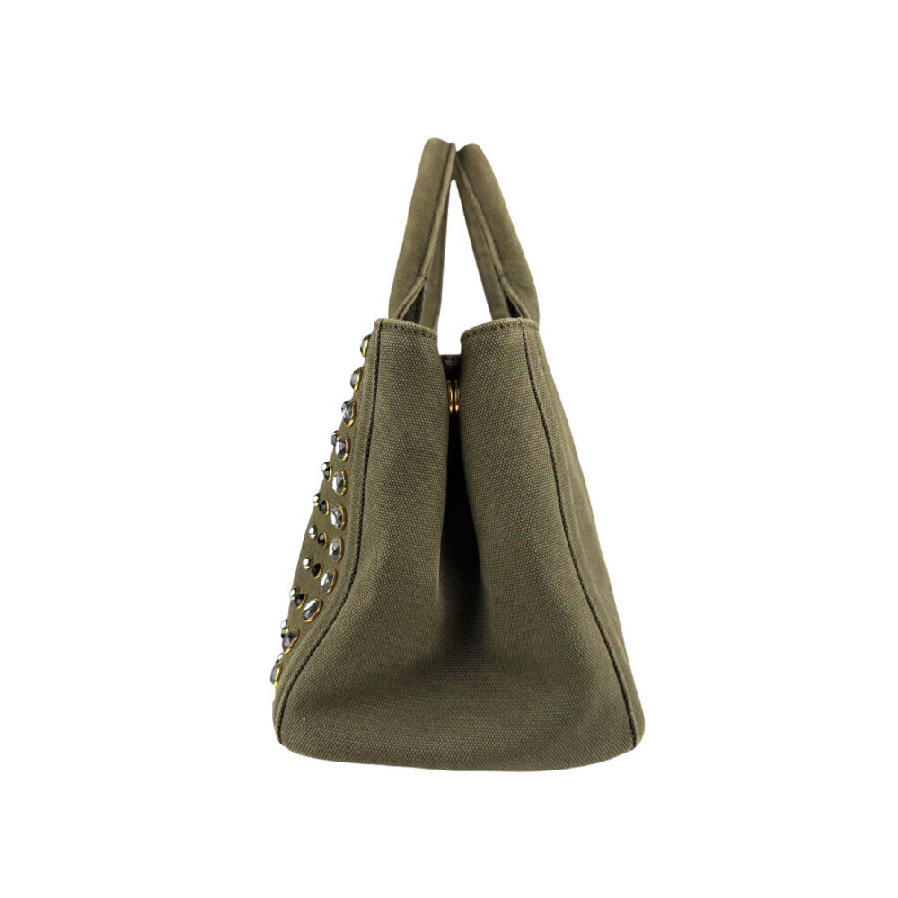 Prada Canapa Canvas Khaki Green Handbag Shoulder Bag - Picture 2 of 4